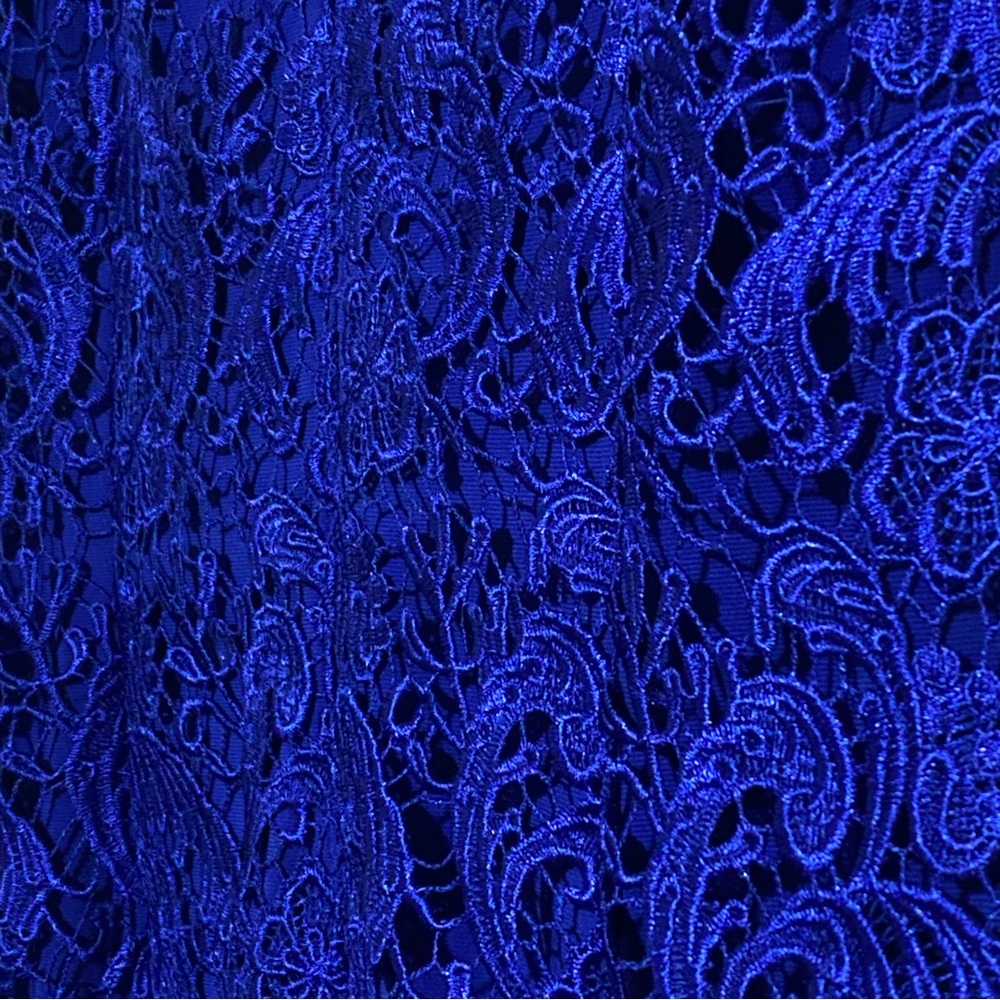Lauren Ralph Lauren Royal Blue Midi Lined Floral Lace Cocktail Dress - Picture 8 of 14